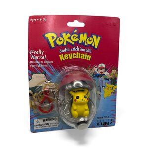 Pokemon 1999 Pikachu Pokeball Keychain #25 NEW Sealed Basic Fun 753-0 Vintage